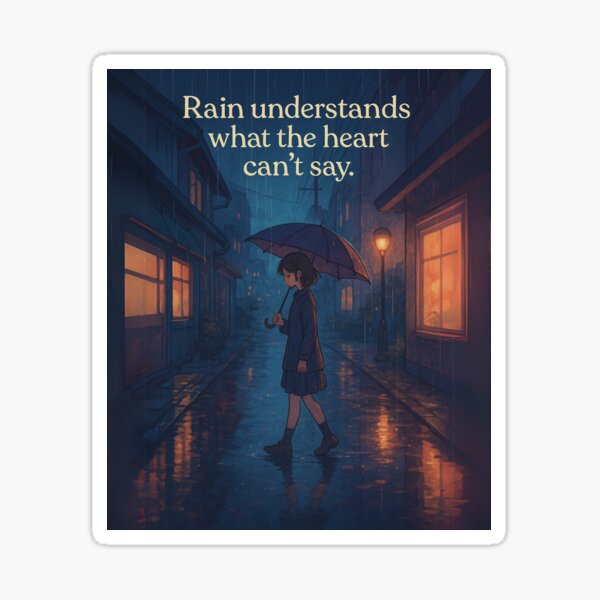 Aperçu de l'œuvre Rain comprend | Fille mélancolique dans une scène de pluie créée et vendue par Laugh & Rewind .