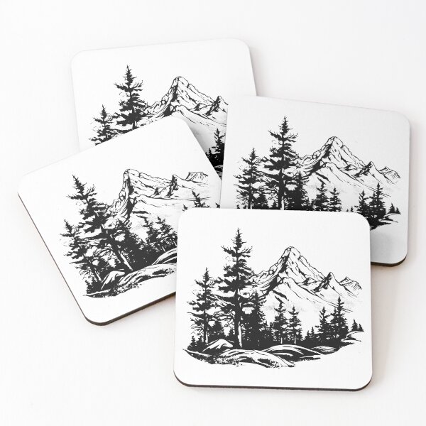 Item preview, Mountain Trees Wilderness Scene Forest Pine Landscape Woods Nature  designed and sold by inkoutninja.