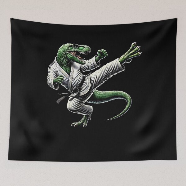 Item preview, Dinosaur Doing Judo Kick Martial Art designed and sold by Kimberley King Art  King Art.