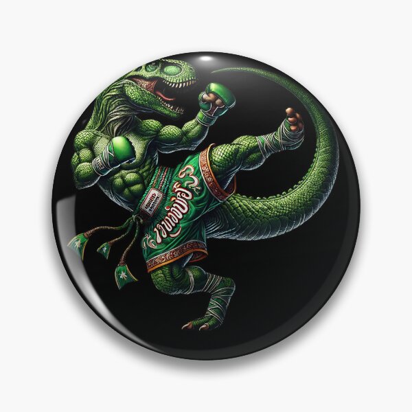 Item preview, Dinosaur Doing Muay Thai Kickboxing Martial Art designed and sold by Kimberley King Art  King Art.