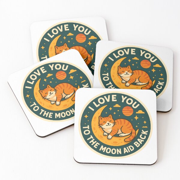 Item preview, I Love You to the Moon and Back – Retro Cat designed and sold by LoveLabDesign.