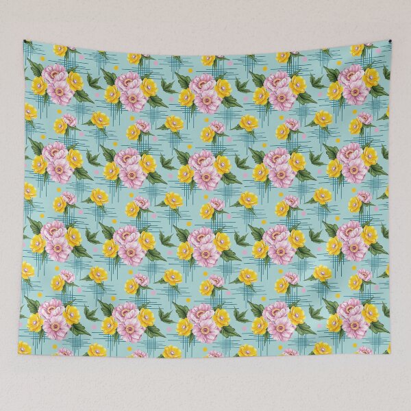 Item preview, Floral Pattern Art On Blue designed and sold by Ayesha Saleem.