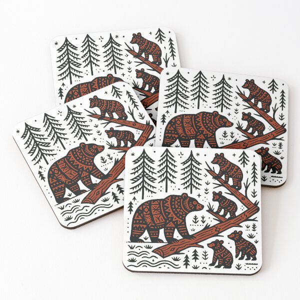 Item preview, Folk Bear Family on Fallen Tree designed and sold by AmyAmber.