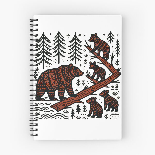 Item preview, Folk Bear Family on Fallen Tree designed and sold by AmyAmber.