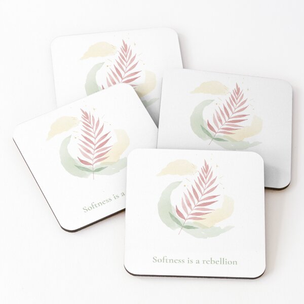 Item preview, Softness Is a Rebellion – Feminine Botanical Quote Art | Watercolor Leaf Design designed and sold by KindByNature.