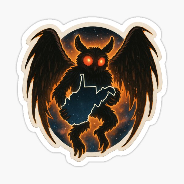 Item preview, Mothman Ember Glow – West Virginia Silhouette Sticker designed and sold by Ashes & intent .