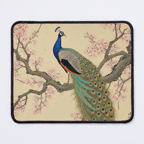 Item preview,  Peacock and Cherry Blossom  Inspired by Ohara Koson  designed and sold by Tamas Das.