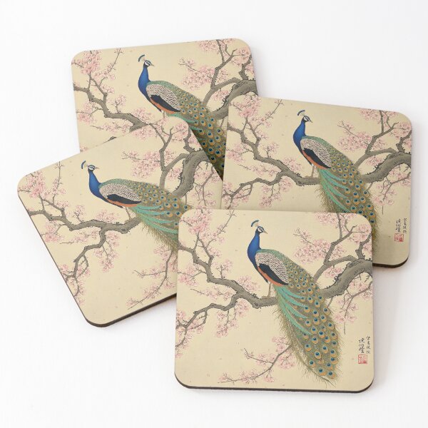 Item preview,  Peacock and Cherry Blossom  Inspired by Ohara Koson  designed and sold by Tamas Das.