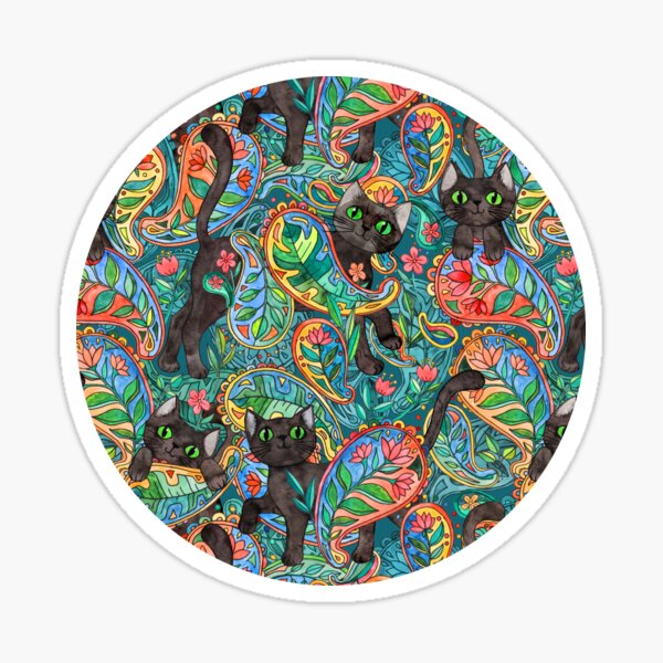 Item preview, Chats noirs mignons dans une jungle tropicale à motifs cachemire designed and sold by micklyn.