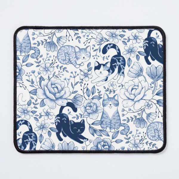 Item preview, Cottage Cat Coquette in China Blue and White designed and sold by Perrin Le Feuvre.