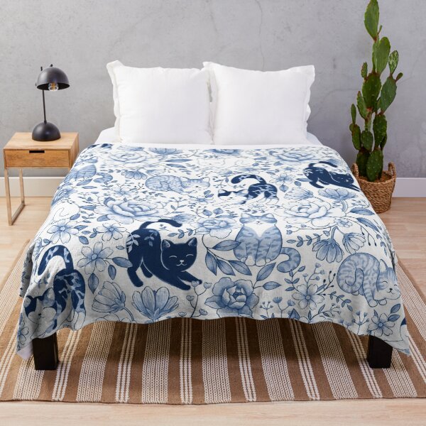 Item preview, Cottage Cat Coquette in China Blue and White designed and sold by Perrin Le Feuvre.