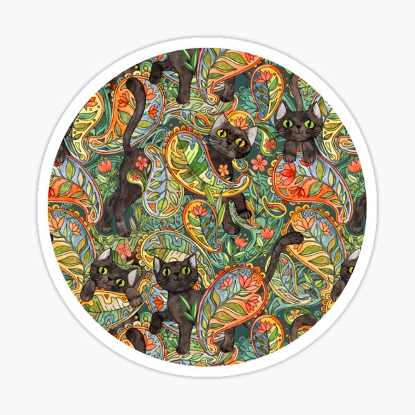 Item preview, Chats noirs mignons dans un jardin cachemire d'automne vintage designed and sold by micklyn.