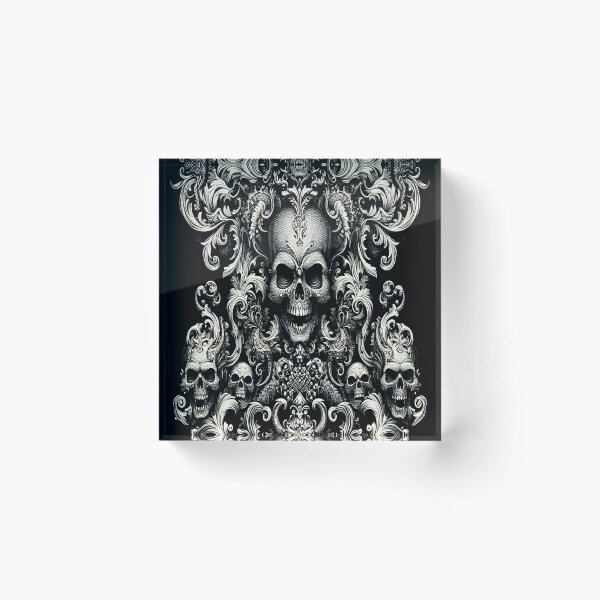 Item preview, Black & Silver Baroque: Demonic Opulence Luxury Fashion Art Gothic Metal Haute Couture with Skull Motifs & Dark Glamour, t-shirt dress clothing. BJJ designed and sold by blackdoggdesign.