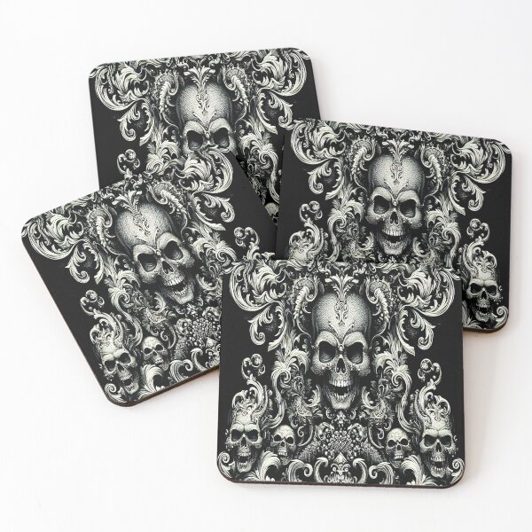 Item preview, Black & Silver Baroque: Demonic Opulence Luxury Fashion Art Gothic Metal Haute Couture with Skull Motifs & Dark Glamour, t-shirt dress clothing. BJJ designed and sold by blackdoggdesign.