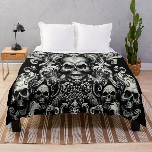 Item preview, Black & Silver Baroque: Demonic Opulence Luxury Fashion Art Gothic Metal Haute Couture with Skull Motifs & Dark Glamour, t-shirt dress clothing. BJJ designed and sold by blackdoggdesign.