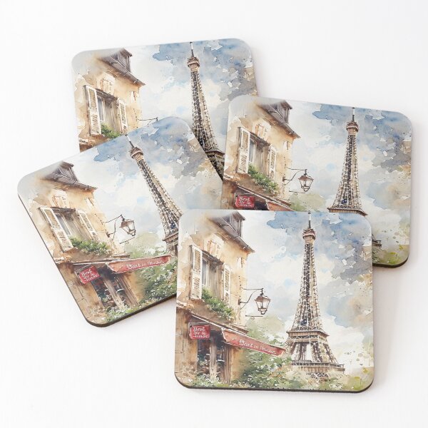 Item preview, Watercolor Art Of Charming Parisian Café With Eiffel Tower designed and sold by Aise06.