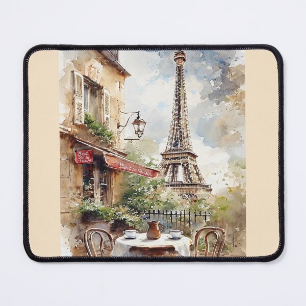 Item preview, Watercolor Art Of Charming Parisian Café With Eiffel Tower designed and sold by Aise06.