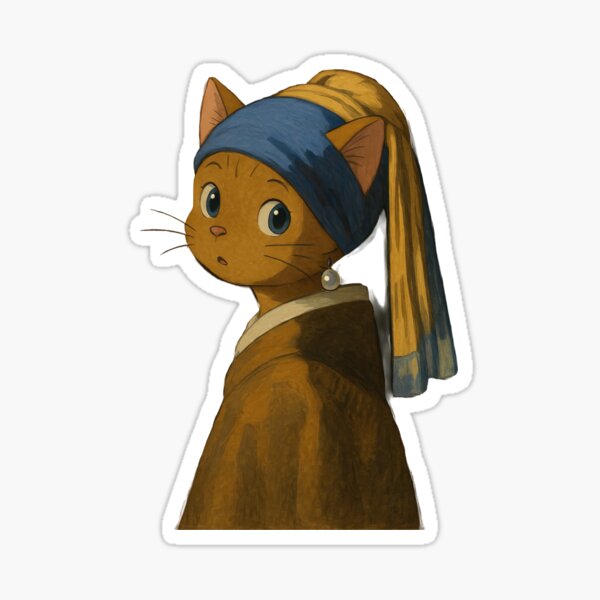 Item preview, Cat with a Pearl Earring - Anime designed and sold by iamwonderkitty.