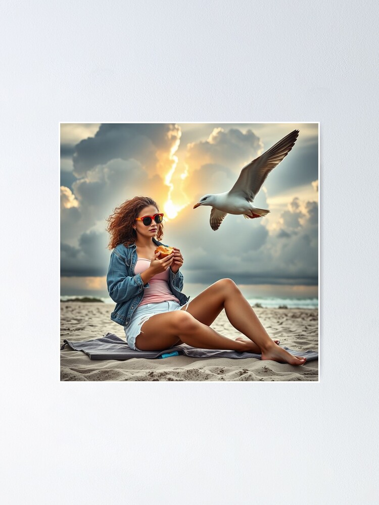 Thumbnail 1 of 3, Poster, Hungry Seagull designed and sold by LenCarol.