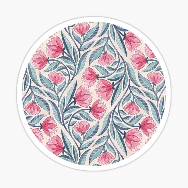 Item preview, Imprimé floral texturé inspiré du bloc bleu et rose Becca designed and sold by micklyn.