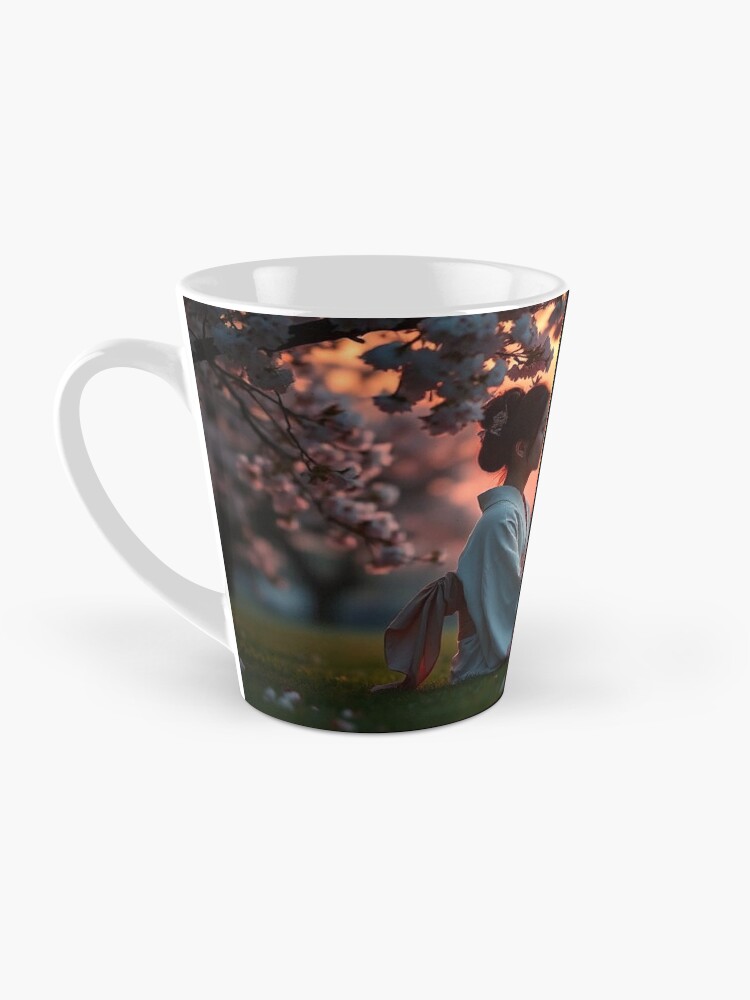 Thumbnail 3 of 4, Coffee Mug, Sitting under a Cherry Blossom Tree designed and sold by LenCarol.