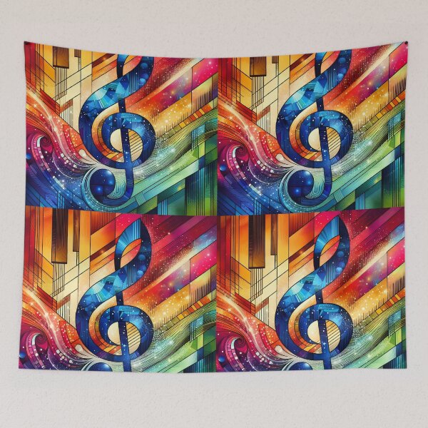 Item preview, Melodic Whirl violin key music art designed and sold by EmeraldMusic.