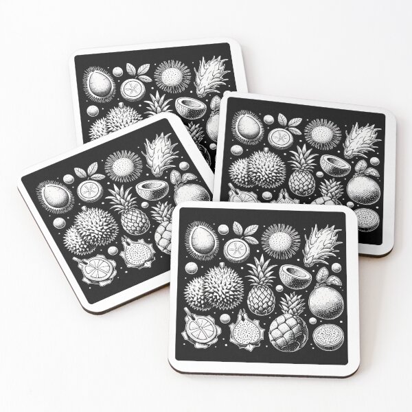 Item preview, AI Art: Tropical Fruit Collection in Black & White Vector Style – Fresh Design for Nature and Plant Lovers designed and sold by knalpot-design.