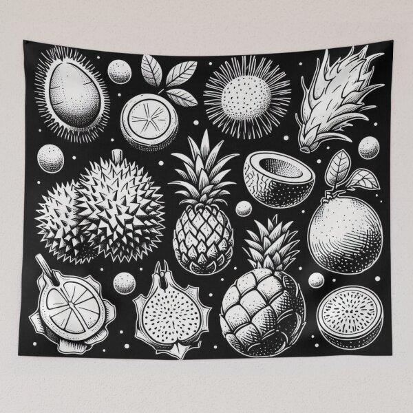 Item preview, AI Art: Tropical Fruit Collection in Black & White Vector Style – Fresh Design for Nature and Plant Lovers designed and sold by knalpot-design.