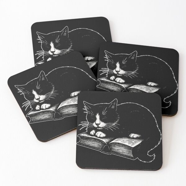 Item preview, Tuxedo Cat Sleeping On Book Goth designed and sold by TomFrontierArt.