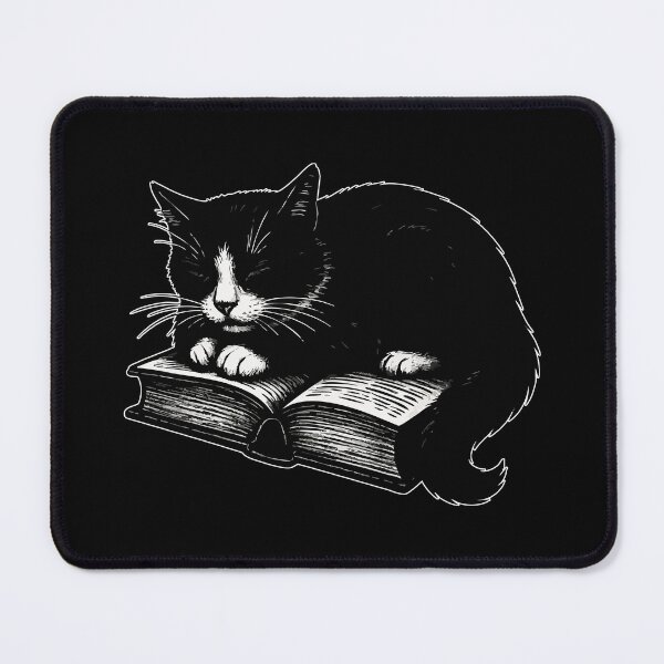 Item preview, Tuxedo Cat Sleeping On Book Goth designed and sold by TomFrontierArt.