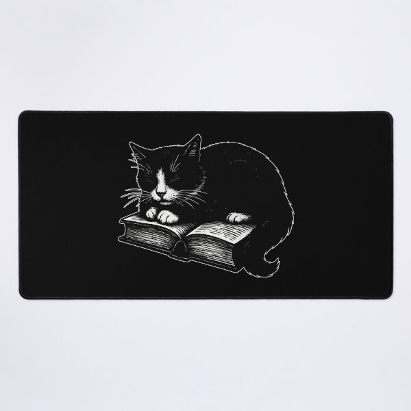 Item preview, Tuxedo Cat Sleeping On Book Goth designed and sold by TomFrontierArt.