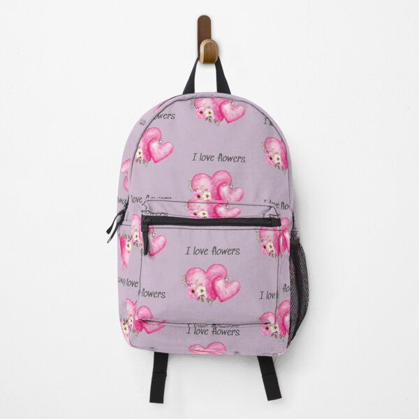 Vista previa del artículo con la obra «Corazón rosa con flores - Me encantan las flores», diseñado y vendido por DaliaArtEdyta.