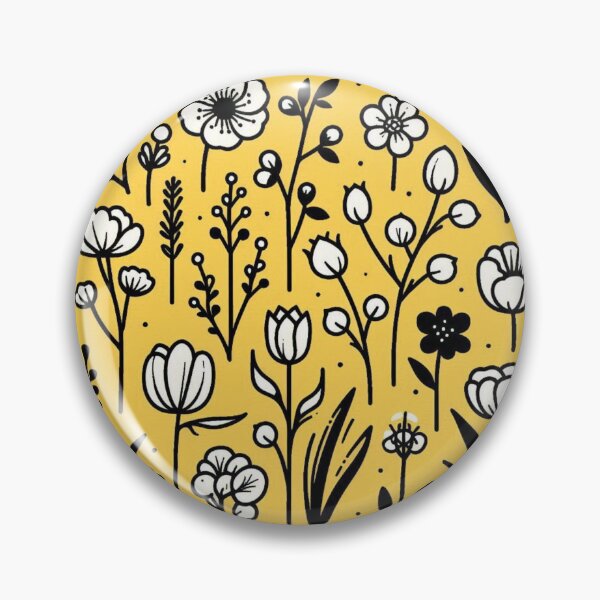 Item preview, AI Art: Japanese Flower Collection in Black, White & Yellow Vector Style – Bold Floral Design for Nature Lovers designed and sold by knalpot-design.