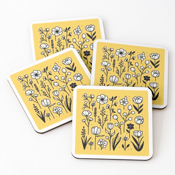 Item preview, AI Art: Japanese Flower Collection in Black, White & Yellow Vector Style – Bold Floral Design for Nature Lovers designed and sold by knalpot-design.