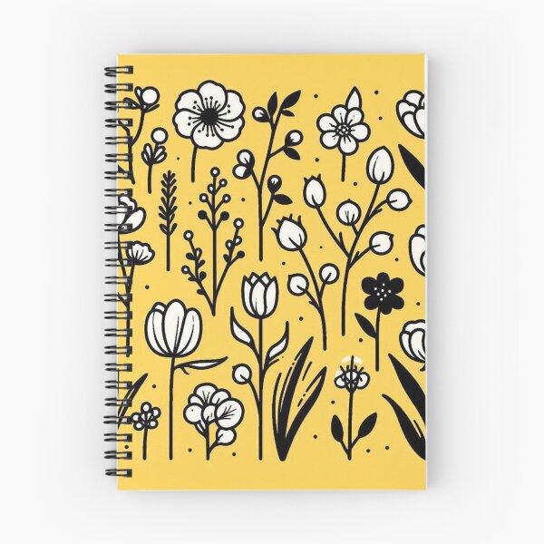 Item preview, AI Art: Japanese Flower Collection in Black, White & Yellow Vector Style – Bold Floral Design for Nature Lovers designed and sold by knalpot-design.
