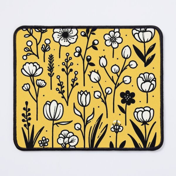 Item preview, AI Art: Japanese Flower Collection in Black, White & Yellow Vector Style – Bold Floral Design for Nature Lovers designed and sold by knalpot-design.