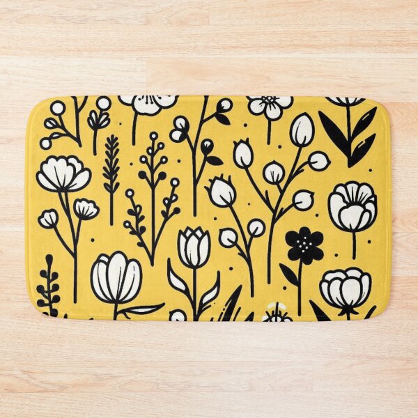 Item preview, AI Art: Japanese Flower Collection in Black, White & Yellow Vector Style – Bold Floral Design for Nature Lovers designed and sold by knalpot-design.