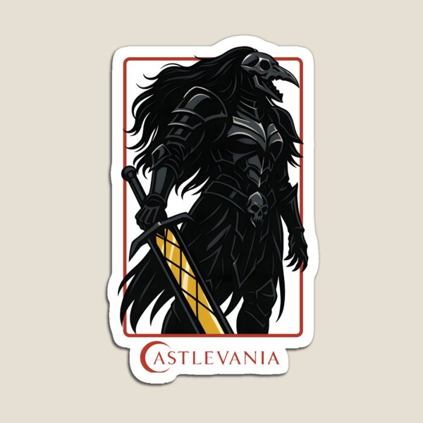 Aperçu de l'œuvre Striga en armure complète – Affiche de fan art Castlevania Netflix | Impression d'art Guerrier vampire noir créée et vendue par WAUZ.