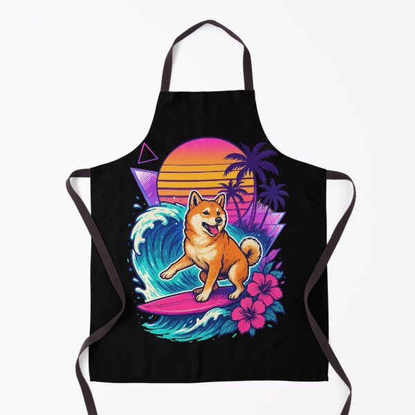 Item preview, Shiba Inu Dog Surfing Wave Summer Retro designed and sold by TomFrontierArt.
