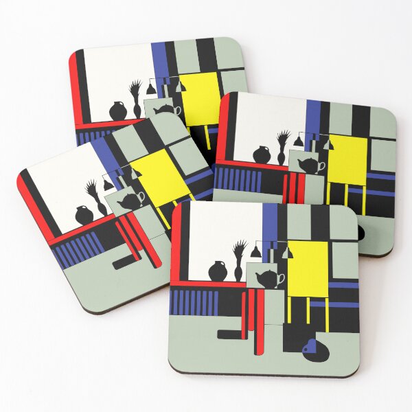 Item preview, Interior with an easel, inspired by Piet Mondrian designed and sold by alina-k-design.