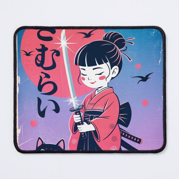 Artikelvorschau, Friedliche Kawaii Samurai Mädchen Mit Charmanten Katze Verträumte Vintage Stadtbild entworfen und verkauft von Damcoc.