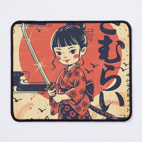 Item preview, Iconic Kawaii Samurai Girl Black Cat Authentic Vintage Japanese Style designed and sold by Damcoc.