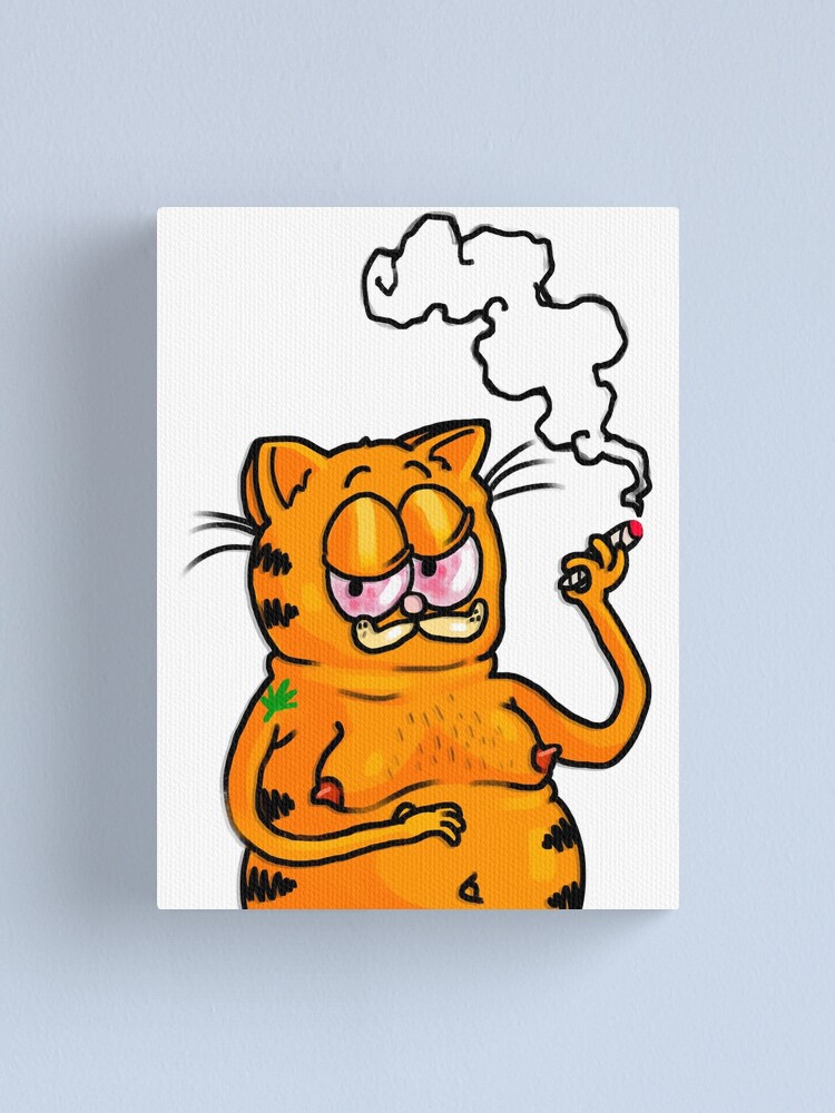 Impression Sur Toile Garfield Fumer De L Herbe Par Thesandworm Redbubble