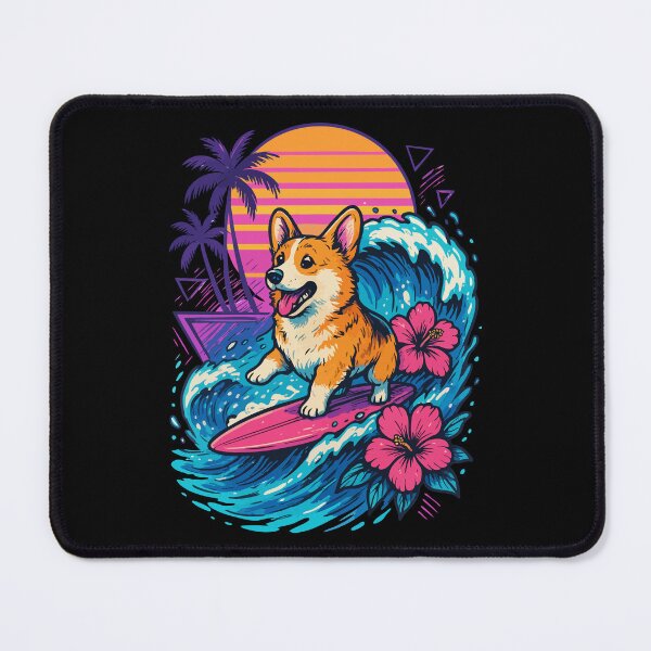 Item preview, Corgi Dog Surfing Wave Summer Retro designed and sold by TomFrontierArt.
