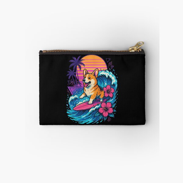 Item preview, Corgi Dog Surfing Wave Summer Retro designed and sold by TomFrontierArt.