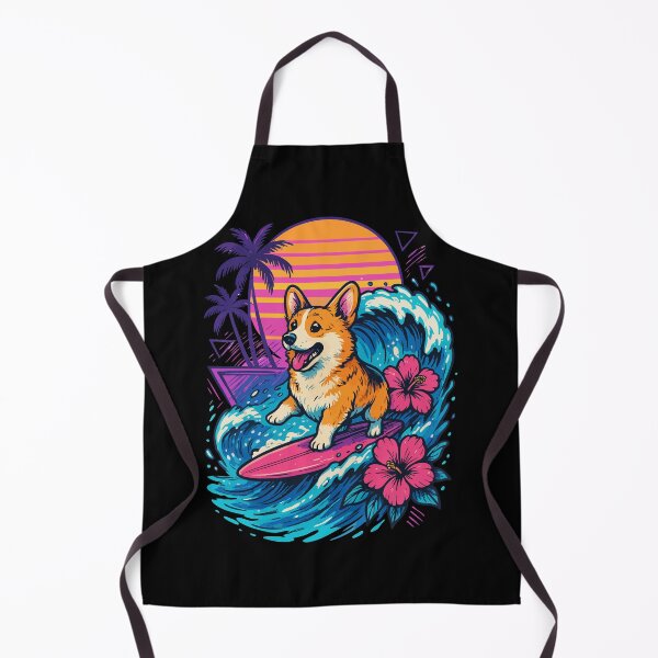 Item preview, Corgi Dog Surfing Wave Summer Retro designed and sold by TomFrontierArt.