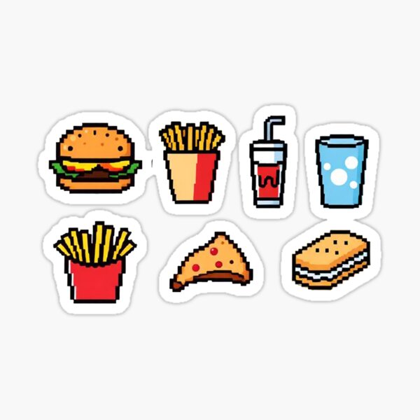 Item preview, Retro Pixel Fast Food Pack – Burger, Fries, Pizza & Soda 8-Bit Game Icons designed and sold by Phrakan.