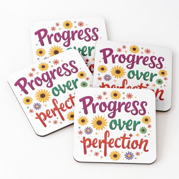 Item preview, Progress over perfection retro flowers motivational saying  designed and sold by SkeletonsDanger.