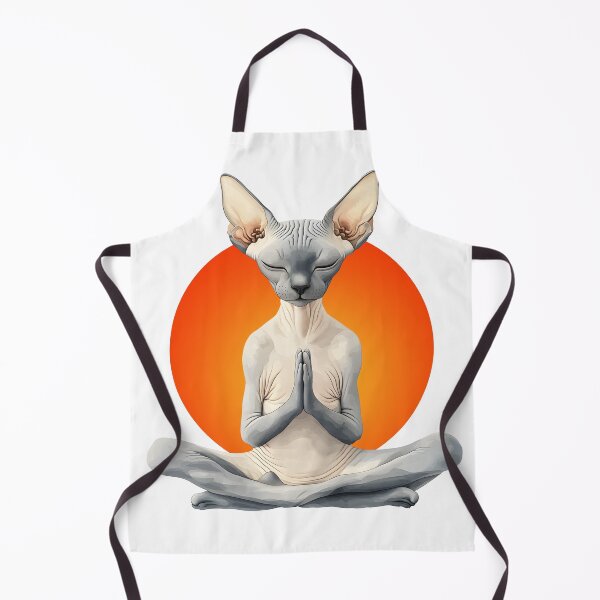 Item preview, A illustration a charm of yoga meditation hairless Sphynx cat with soft, cream and Gray hues designed and sold by wonderisland.
