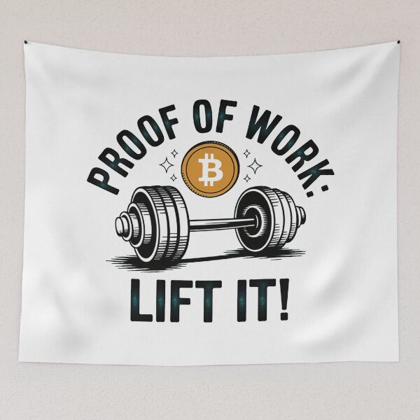 Item preview, Proof of work: lift it, bitcoin crypto fitness designed and sold by NoetherSym.